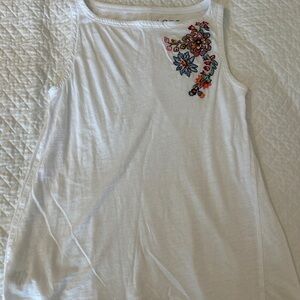 Embroidered White Sleeveless Top